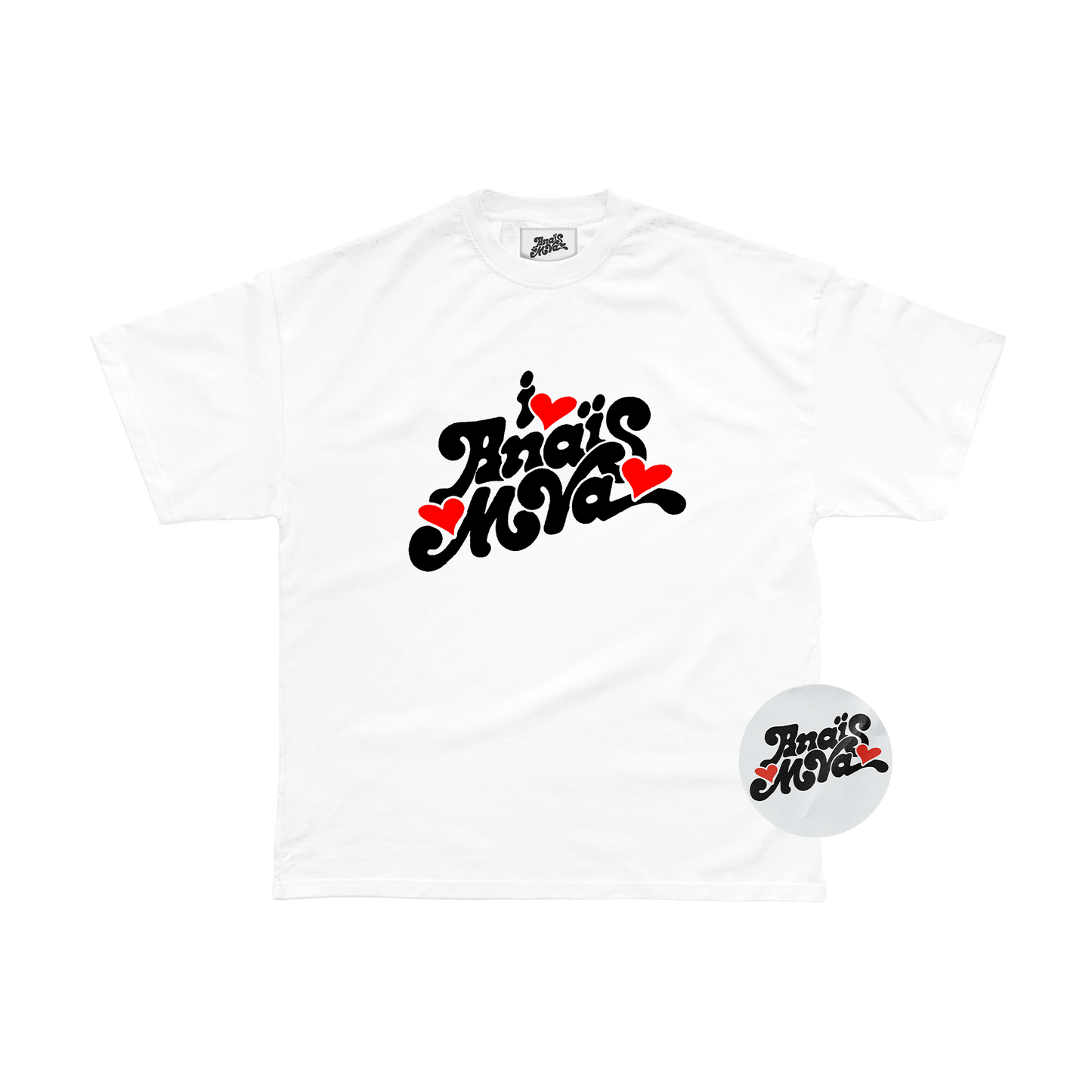 T-shirt blanc « I LOVE ANAIS MVA » + sticker