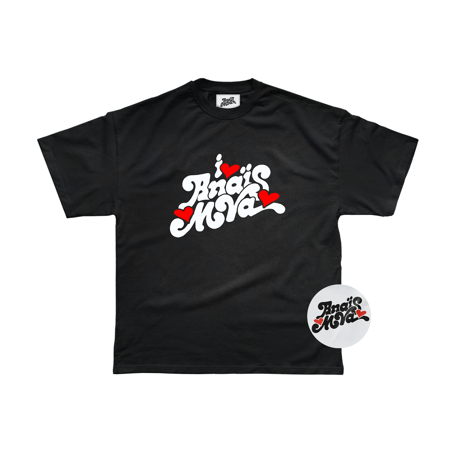 T-shirt noir « I LOVE ANAIS MVA » + sticker